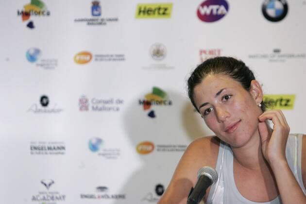 Spanish Garbine Muguruza during the press conference PK Pressekonferenz after losing against Belgian Kirsten Flipkens during the first round of the Mallorca Open 2016 played at Santa Ponsa court in Majorca, Balearics Islands, Spain on 14 June 2016. Kirsten Flipkens won 6-3 and 6-4. Garbine Muguruza vs Kirsten Flipkens !ACHTUNG: NUR REDAKTIONELLE NUTZUNG!  20160614-636015323694168131