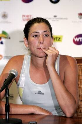 Spanish Garbine Muguruza during the press conference PK Pressekonferenz after losing against Belgian Kirsten Flipkens during the first round of the Mallorca Open 2016 played at Santa Ponsa court in Majorca, Balearics Islands, Spain on 14 June 2016. Kirsten Flipkens won 6-3 and 6-4. Garbine Muguruza vs Kirsten Flipkens !ACHTUNG: NUR REDAKTIONELLE NUTZUNG!  20160614-636015324322068131