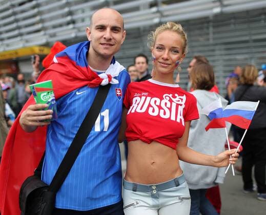 Russian fans with flags during the UEFA European Championship EM Europameisterschaft 2016 match at the Stadium Pierre Mauroy, Lille. Picture date June 15th, 2016 Pic David Klein Sportimage EDITORIAL USE ONLY. No use with unauthorised audio, video, data, fixture lists, club league logos or live services. Online in-match use limited to 120 images, no video emulation. No use in betting, games or single club league player publications.