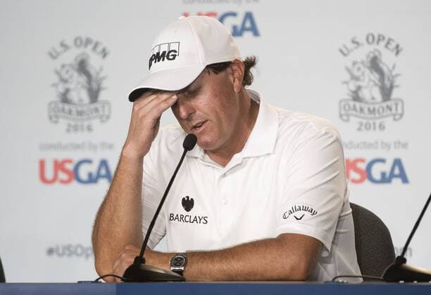 Phil Mickelson speaks to the media during a press conference PK Pressekonferenz prior to the start of the 2016 U.S. Open at Oakmont Country Club in Oakmont, Pennsylvania on June 15, 2016.  PIT20160615326 KEVINxDIETSCH
