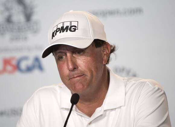 Phil Mickelson speaks to the media during a press conference PK Pressekonferenz prior to the start of the 2016 U.S. Open at Oakmont Country Club in Oakmont, Pennsylvania on June 15, 2016.  PIT20160615329 KEVINxDIETSCH