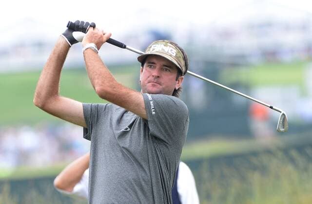 Bubba Watson tees off on the eleventh hole during first round of the U.S. Open golf championship at Oakmont Country Club near Pittsburgh, Pennsylvania on Thursday, June 16, 2016. Watson is at two under par when play was suspended for the day.  OAK20160616122 PATxBENIC