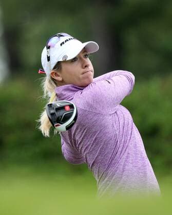 June 16, 2016 - Belmont, Michigan, Untied States - Jodi Ewart Shadoff of North Yorkshre, England follows her tee shot on the 10th hole during the first round of the Meijer LPGA Golf Damen Classic golf tournament at Blythefield Country Club in Belmont, MI, USA Thursday, June 16, 2016. Meijer LPGA Classic  - ZUMAn230