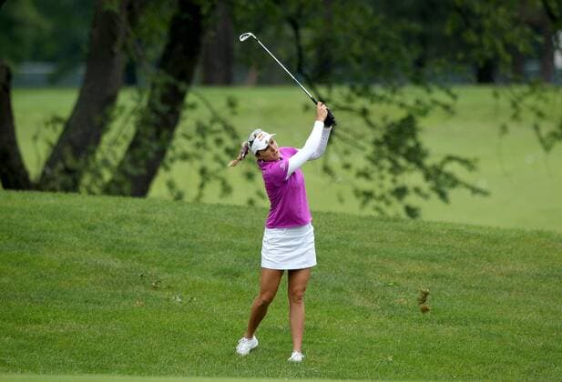 June 16, 2016 - Belmont, Michigan, Untied States - Lexi Thompson of Coral Springs, FL. follows her fairway shot at the ninth green during the first round of the Meijer LPGA Golf Damen Classic golf tournament at Blythefield Country Club in Belmont, MI, USA Thursday, June 16, 2016. Meijer LPGA Classic  - ZUMAn230