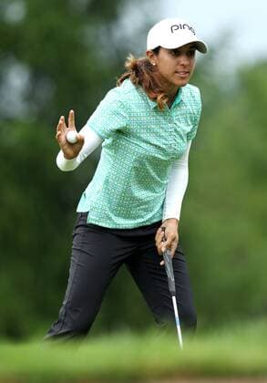 June 16, 2016 - Belmont, Michigan, Untied States - Paula Reto of Bloemfontein, South Africa acknowledges the crowd after her par on the 8th green during the first round of the Meijer LPGA Golf Damen Classic golf tournament at Blythefield Country Club in Belmont, MI, USA Thursday, June 16, 2016. Meijer LPGA Classic  - ZUMAn230