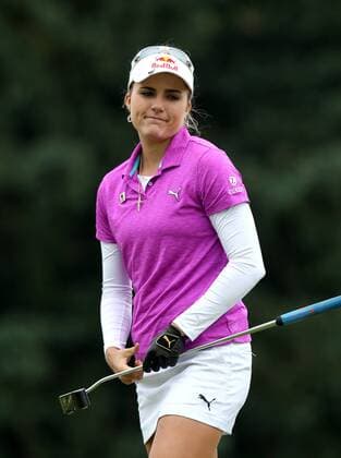 June 16, 2016 - Belmont, Michigan, Untied States - Lexi Thompson of Coral Springs, FL reacts after missing her shot for a birdie at the ninth green during the first round of the Meijer LPGA Golf Damen Classic golf tournament at Blythefield Country Club in Belmont, MI, USA Thursday, June 16, 2016. Meijer LPGA Classic  - ZUMAn230