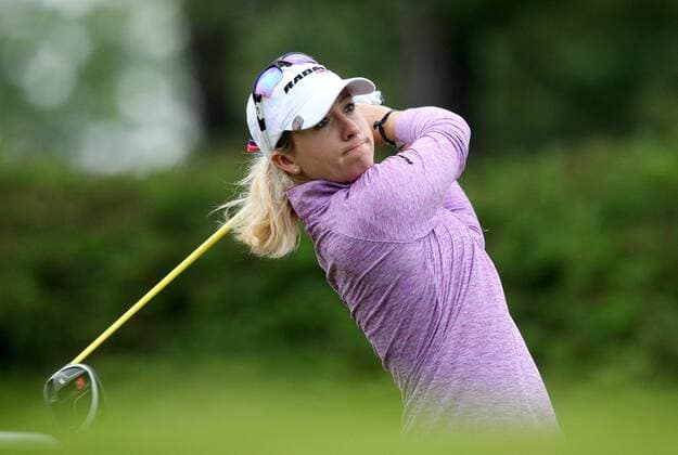 June 16, 2016 - Belmont, Michigan, Untied States - Jodi Ewart Shadoff of North Yorkshre, England follows her tee shot on the 10th hole during the first round of the Meijer LPGA Golf Damen Classic golf tournament at Blythefield Country Club in Belmont, MI, USA Thursday, June 16, 2016. Meijer LPGA Classic  - ZUMAn230