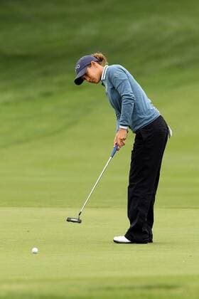 June 16, 2016 - Belmont, Michigan, Untied States - Azahara Munoz of Malaga, Spain follows her putt on the first green during the first round of the Meijer LPGA Golf Damen Classic golf tournament at Blythefield Country Club in Belmont, MI, USA Thursday, June 16, 2016. Meijer LPGA Classic  - ZUMAn230