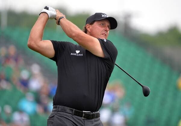 Phil Mickelson watches his drive off of the 10th tee box at the 2016 U.S. Open at Oakmont Country Club in Oakmont, Pennsylvania on June 17, 2016.  OAK20160617304 KEVINxDIETSCH