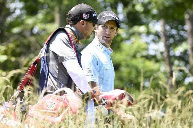 18 June 2016: Gregory Bourdy (FRA) and caddie Olivier Elissondo walking to the 17th tee during the second round of the US Open at Oakmont Country Club in Pittsburgh, Pa. GOLF: JUN 18 PGA Golf Herren - US Open - Second Round Icon4391606180009 EDITORIAL USE ONLY