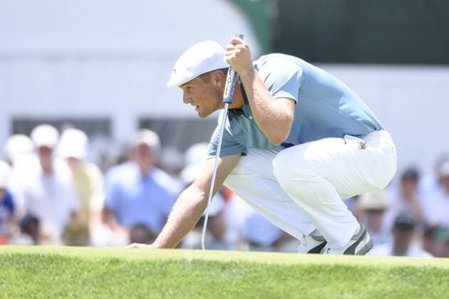 18 June 2016: Bryson DeChambeau (USA) lines up his ball on the 17th green during the second round of the US Open at Oakmont Country Club in Pittsburgh, Pa. GOLF: JUN 18 PGA Golf Herren - US Open - Second Round Icon4391606181976 EDITORIAL USE ONLY