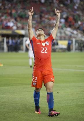 Copa America, Viertelfinale, Mexiko - Chile 0:7 June 18, 2016 - Santa Clara, California, U.S - Edson Puch 22 of Chile celebrates his goal during their quarterfinal match against Mexico in the Copa America Centenario 2016 football tournament held at Levis Stadium in Santa Clara, California on Saturday June 18, 2016. Chile defeats Mexico 7-0. Mexico vs. Chile - ZUMAp124