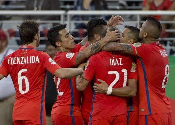 Chile s celebrates their second goal against Mexico in the first half at COPA America Centenario quarter-finals at Levi s Stadium in Santa Clara, California on June 18, 2016. Chile annihilated Mexico 7-0.  SXP2016061811 TERRYxSCHMITT