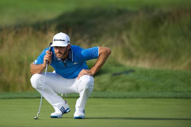 June 18, 2016: Dustin Johnson lines up a putt on the fourth hole during the third round of golf at the US Open at Oakmont Country Club in Pittsburgh, PA. (Photo by Shelley Lipton Icon Sportswire) GOLF: JUN 18 PGA Golf Herren - US Open - Third Round Icon160618068 EDITORIAL USE ONLY