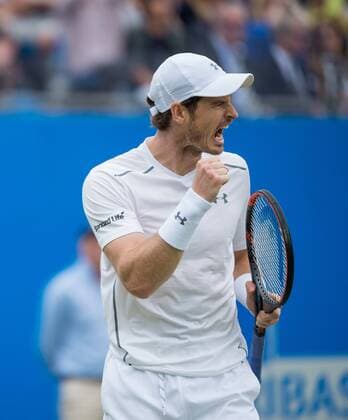 LONDON, Andy Murray of Britain celebrates after scoring during his match against Milos Raonic of Canada during men s singles final on day seven of the ATP Tennis Herren 500 Aegon Championships at the Queen s Club in London, Britain, on June 19, 2016. Murray won 2-1 to claim the title. ) (SP)BRITAIN-LONDON-TENNIS-AEGON CHAMPIONSHIPS-MURRAY VS RAONIC JonxBuckle 