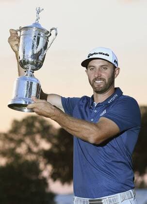 Johnson claims 1st major title in U.S. Open Dustin Johnson of the United States poses with the trophy after winning the U.S. Open golf tournament at Oakmont Country Club in Oakmont, Pennsylvania, on June 19, 2016. Johnson finished with a total score of 4-under 276 to claim his first major title. 