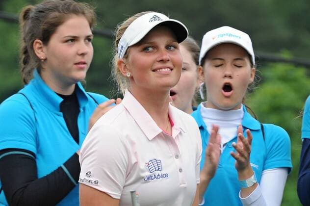 Winner Nanna Koerstz Madsen of Denmark celebrates during the Tipsport Golf Masters Ladies European Tour in Pilsen Golf Resort Dysina, Czech Republic, June 19, 2016. (CTKxPhoto PavelxNemecek) CTKPhotoP201606190485401  nmc11