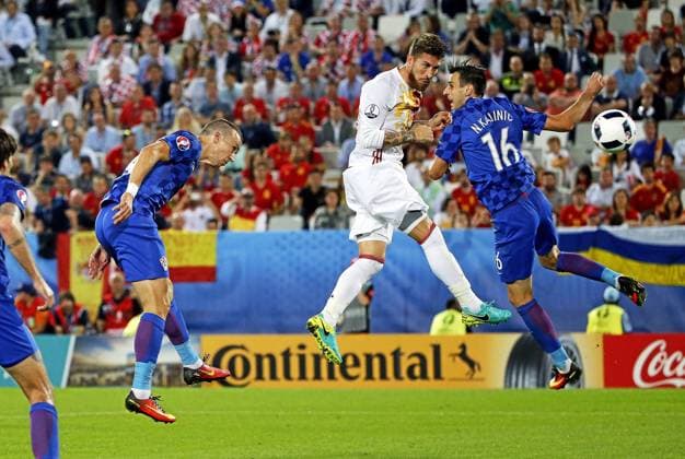 Euro2016 Group D match between Croatia and Spain. In this picture, Sergio Ramos. xPabloxGarciax 