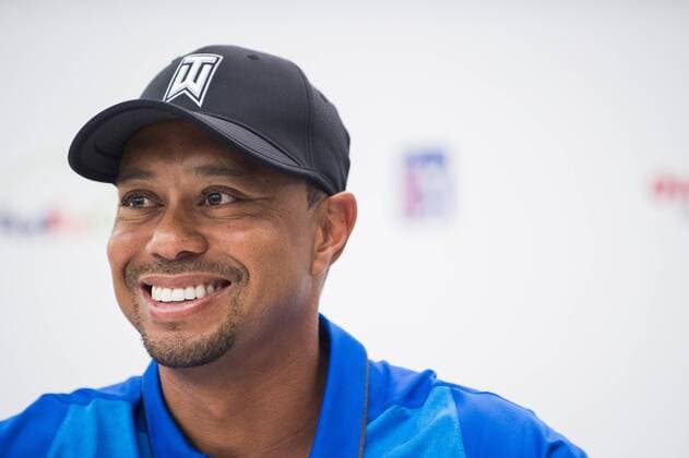 Professional golfer and tournament host, Tiger Woods, answers questions about his event and his health from the media during a press conference PK Pressekonferenz at the Quicken Loans National golf tournament on June 22, 2016, in Bethesda, Md.  WAP201606220041 PETExMAROVICH