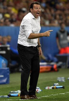 Belgium s head coach Marc Wilmots pictured during a soccer game between Belgian national soccer team Red Devils and Sweden, in group E of the group stage of the UEFA EURO EM Europameisterschaft Fussball 2016 European Championships, on Wednesday 22 June 2016, in Nice, France. The Euro2016 tournament is taking place from 10 June to 10 July. DIRKxWAEM  x04875579x