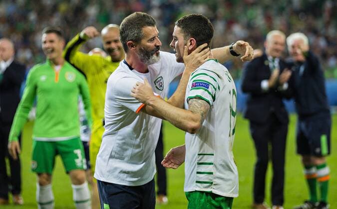 Lille, 22.06.2016 Irischer Jubel: Co-Trainer Roy Keane (Irland) und Robbie Brady (Irland) Italien - Irland mm