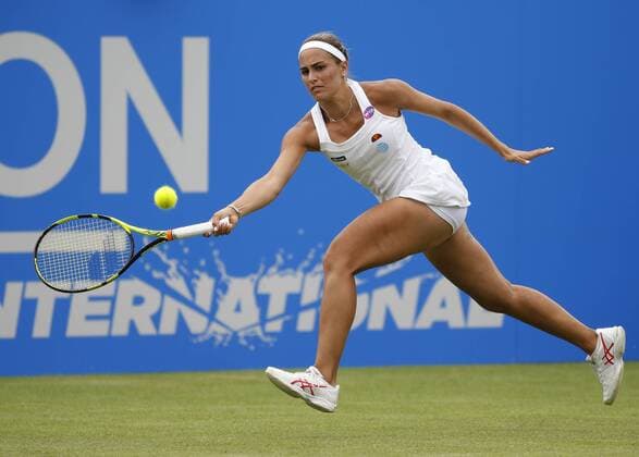 23.06.2016 Eastbourne, England. Aegon International Eastbourne Tennis Tournament Monica Puig (PUR) defeats Kristina Mladenovic (FRA) by a score 7-6(6), 4-6, 6-3 in their Quarterfinals match at Devonshire Park. xHongboxChenx  ActionPlus11753756