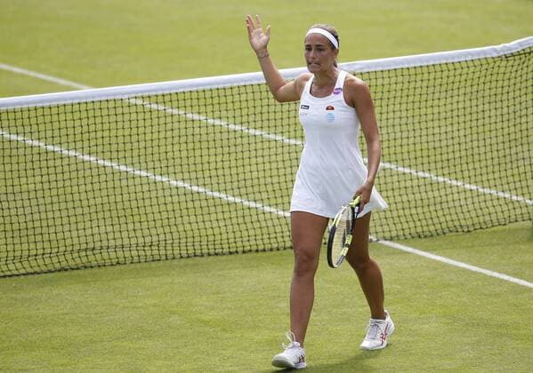 23.06.2016 Eastbourne, England. Aegon International Eastbourne Tennis Tournament Monica Puig (PUR) defeats Kristina Mladenovic (FRA) by a score 7-6(6), 4-6, 6-3 in their Quarterfinals match at Devonshire Park. xHongboxChenx  ActionPlus11753799