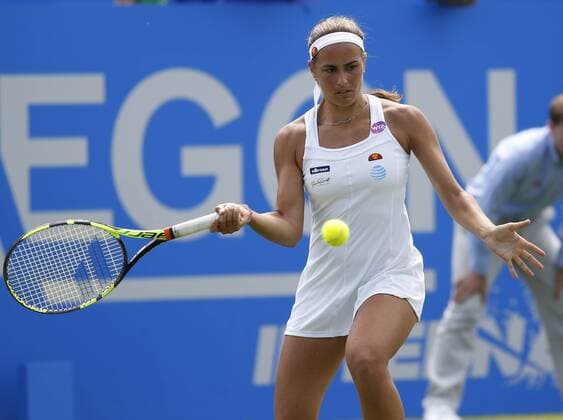 23.06.2016 Eastbourne, England. Aegon International Eastbourne Tennis Tournament Monica Puig (PUR) defeats Kristina Mladenovic (FRA) by a score 7-6(6), 4-6, 6-3 in their Quarterfinals match at Devonshire Park. xHongboxChenx  ActionPlus11753804