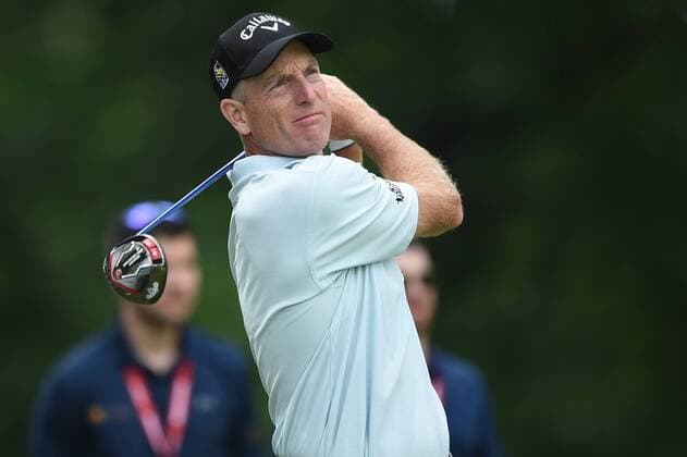 June 25, 2016 - Jim Furyk tees off at number four during third round play at the Quicken Loans National at Congressional Country Club in Bethesda MD. PGA Golf Herren 2016: Quicken Loans National JUN 25 - ZUMAcjm_