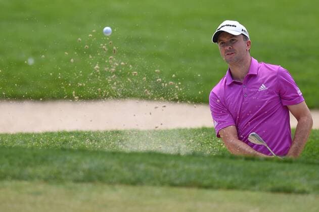 June 25, 2016 - Martin Laird hits out of the green side bunker on hole number two during third round play at the Quicken Loans National at Congressional Country Club in Bethesda MD. PGA Golf Herren 2016: Quicken Loans National JUN 25 - ZUMAcjm_