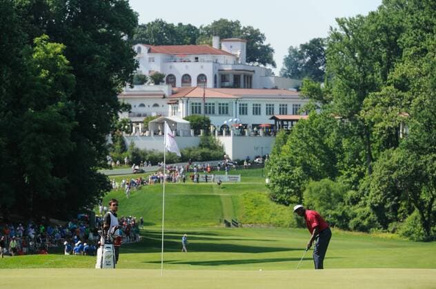 June 25, 2016 - Vijay Singh putts in for a birdie on number eleven during third round play at the Quicken Loans National at Congressional Country Club in Bethesda MD. PGA Golf Herren 2016: Quicken Loans National JUN 25 - ZUMAcjm_