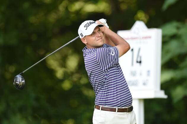 June 25, 2016 - Bill Haas tees off at hole number fourteen during third round play at the Quicken Loans National at Congressional Country Club in Bethesda MD. PGA Golf Herren 2016: Quicken Loans National JUN 25 - ZUMAcjm_