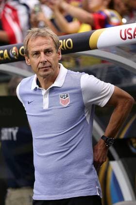 25 June 2016: United States head coach Jurgen Klinsmann stands on the sideline before the first half of the Copa America Centanario third place match against Colombia at University of Phoenix Stadium in Glendale, Az. (Photo by Chris Coduto Icon Sportswire) SOCCER: JUN 25 Copa America Centenario - Third Place - United States v Colombia Icon3171606250099 EDITORIAL USE ONLY