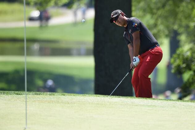 June 25, 2016 - Byeoung Hun An chops onto the ninth green during third round play at the Quicken Loans National at Congressional Country Club in Bethesda MD. PGA Golf Herren 2016: Quicken Loans National JUN 25 - ZUMAcjm_