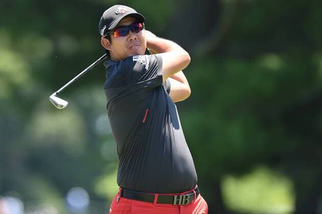 June 25, 2016 - Byeong Hun An tees off at the second hole during third round play at the Quicken Loans National at Congressional Country Club in Bethesda MD. PGA Golf Herren 2016: Quicken Loans National JUN 25 - ZUMAcjm_
