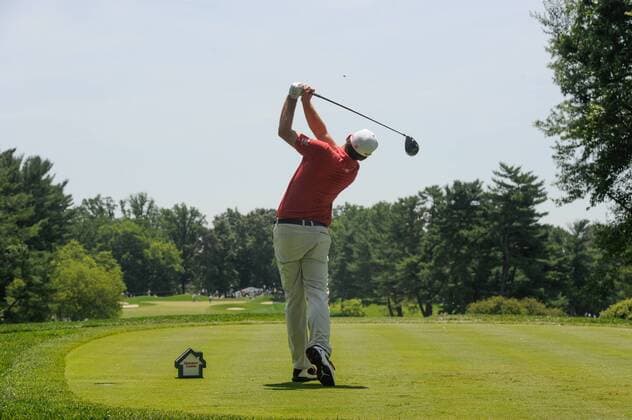 June 26, 2016 - Keegan Bradley tees off the third hole during final round play at the Quicken Loans National at Congressional Country Club in Bethesda MD. PGA Golf Herren 2016: Quicken Loans National JUN 26 - ZUMAcjm_