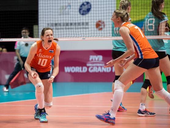 June 26, 2016 - Hong Kong, Hong Kong S.A.R, China - LONNEKE SLOETJES screams at scoring a point as the match nears an end.FIVB Volleyball World Grand Prix Hong Kong 2016. Netherlands secure a place in the semi-finals with a 3-0 win over Germany in Hong Kong with scores of 26-24,25-20,25-22. Volleyball 2016 - FIVB World Grand Prix Hong Kong - ZUMAr144