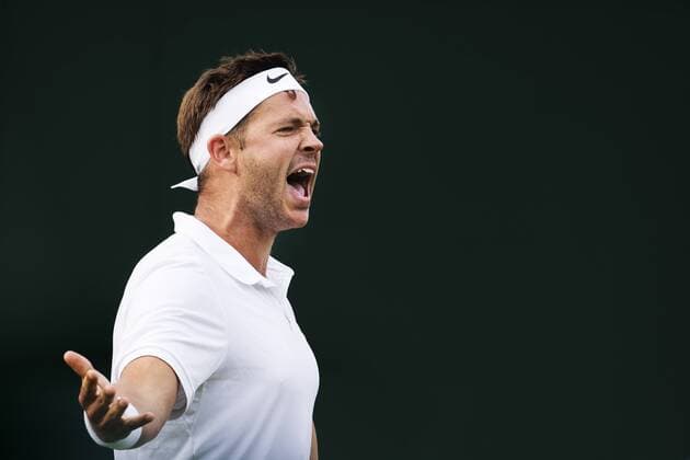 160627, Tennis, Wimbledon, Dag 1: Marcus Willis (GBR) reacts during the first round of GentlemenÕs Singles. The Championships 2016 at The All England Lawn Tennis Club, Wimbledon. Day 1 Monday 27 06 2016.  Copyright: JOELxMARKLUND BB160627JM009