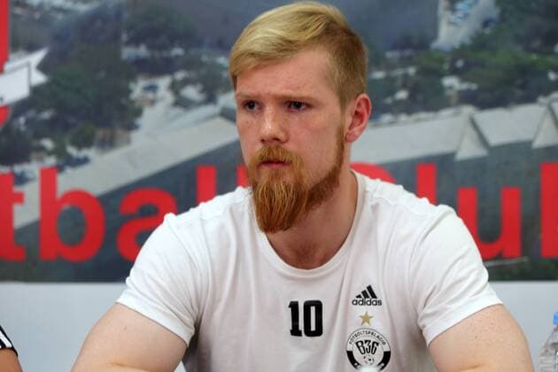 27 06 2016 Hibernians Stadium, Paola, Malta UEFA Champions League First Qualifying Round, First Leg Valletta FC v B36 Torshavn B36 Torshavn player Odmar FÃ¦rÃ¸speaks during his team s press conference PK Pressekonferenz a day prior to the UEFA Champions League, first qualifying round, first leg match at the Hibernians Stadium in Paola, Malta. Valletta FC v B36 Torshavn - UEFA Champions League 2016 17 VALL_B36_16