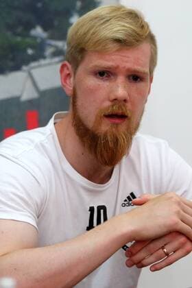 27 06 2016 Hibernians Stadium, Paola, Malta UEFA Champions League First Qualifying Round, First Leg Valletta FC v B36 Torshavn B36 Torshavn player Odmar FÃ¦rÃ¸speaks during his team s press conference PK Pressekonferenz a day prior to the UEFA Champions League, first qualifying round, first leg match at the Hibernians Stadium in Paola, Malta. Valletta FC v B36 Torshavn - UEFA Champions League 2016 17 VALL_B36_16