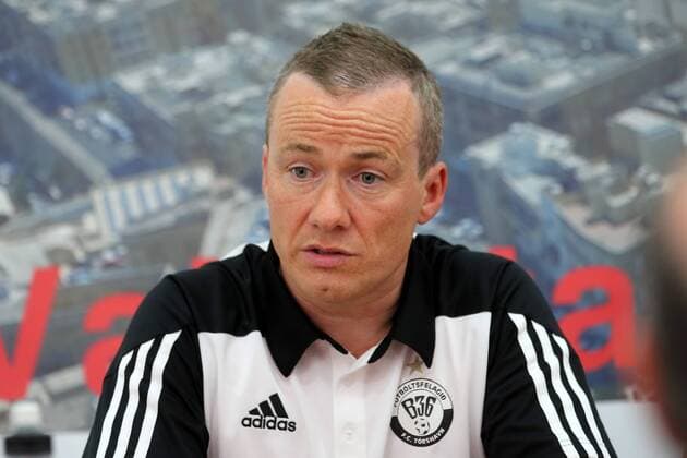 27 06 2016 Hibernians Stadium, Paola, Malta UEFA Champions League First Qualifying Round, First Leg Valletta FC v B36 Torshavn B36 Torshavn head coach Eydun Klakstein speaks during his team s press conference PK Pressekonferenz a day prior to the UEFA Champions League, first qualifying round, first leg match at the Hibernians Stadium in Paola, Malta. Valletta FC v B36 Torshavn - UEFA Champions League 2016 17 VALL_B36_16