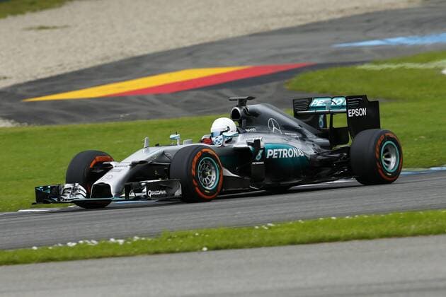 Motorsports: Trackday F1 Deutschland, Hockenheim zum großen Preis von Deutschland, Christian Danner (RTL) fährt den 2014: MERCEDES AMG PETRONAS F1 W05 HYBRID? xJuergenxTapx xHochxZweix