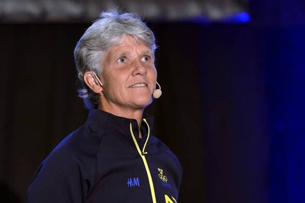 Fußball, Damen, Pia Sundhage - PK Nationalteam Schweden 160628 Sveriges förbundskapten Pia Sundhage under en presskonferens där Pia Sundhage presenterar OS-truppen den 28 juni 2016 i Halmstad.  Copyright: AndersxBjurö BB160628BB272
