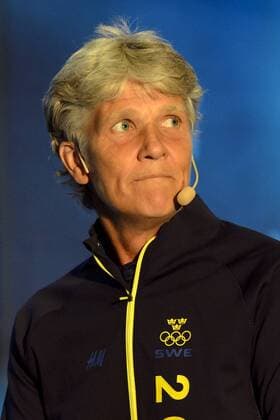 Fußball, Damen, Pia Sundhage - PK Nationalteam Schweden 160628 Sveriges förbundskapten Pia Sundhage under en presskonferens där OS-truppen presenterades den 28 juni 2016 i Halmstad.  Copyright: AndersxBjurö BB160628BB318