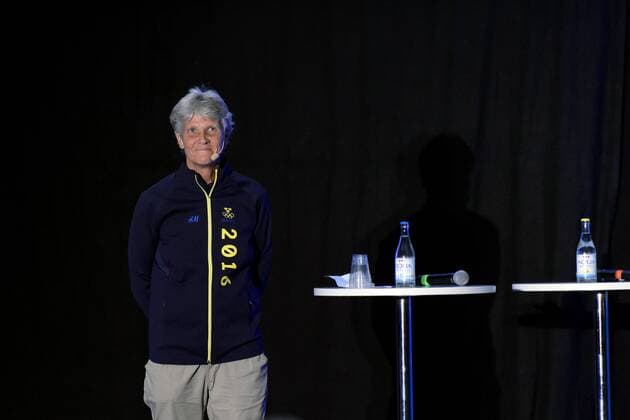 Fußball, Damen, Pia Sundhage - PK Nationalteam Schweden 160628 Sveriges förbundskapten Pia Sundhage under en presskonferens där OS-truppen presenterades den 28 juni 2016 i Halmstad.  Copyright: AndersxBjurö BB160628BB320