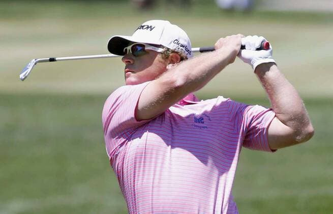 June 30, 2016 - Akron, OH, USA - William McGirt hits his second shot on the 14th fairway during the first round of the Bridgestone Invitational at Firestone Country Club in Akron, Ohio, on Thursday, June 30, 2016. Bridgestone Invitational at Firestone Country Club, first round - ZUMAm67_