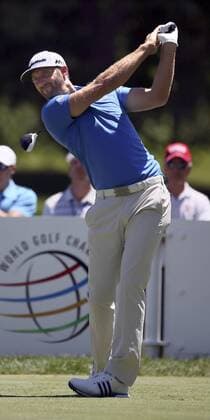 June 30, 2016 - Akron, OH, USA - Dustin Johnson watches his tee shot on the 2nd hole during the first round of the Bridgestone Invitational at Firestone Country Club in Akron, Ohio, on Thursday, June 30, 2016. Bridgestone Invitational at Firestone Country Club, first round - ZUMAm67_