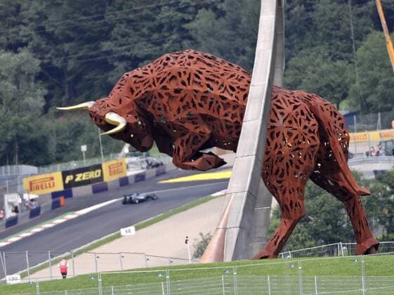 FORMULA 1 - GP of Austria 2016 SPIELBERG,AUSTRIA,01.JUL.16 - MOTORSPORTS, FORMULA 1 - Grand Prix of Austria, Red Bull Ring, free practice. Image shows the iron Red Bull sculpture. GEPAxpictures xHansxOberlaender