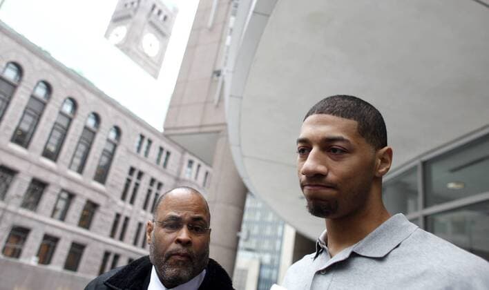 JERRY HOLT Â¥ jgholt@startribune.com Minneapolis 02 01 10: Gophers basketball player Royce White makes his court appearance. : IN THIS PHOTO: With his attorney F. Clayton Tyler at his side Gophers freshman menÃ s basketball player Royce White said Monday after a court hearing that he will withdraw from the University this week. court appearance - ZUMAm42_