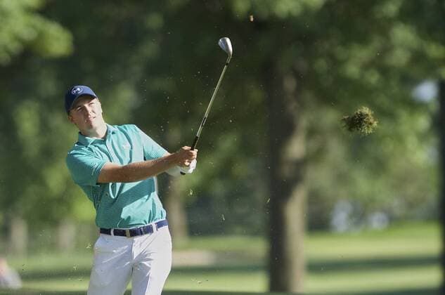 June 30, 2016: Jordan Spieth hits a fairway shot during the first round of golf at the PGA Golf Herren World Golf Championships Bridgestone Invitational at Firestone Country Club in Akron, Ohio. (Photo by Shelley Lipton Icon Sportswire) GOLF: JUL 30 PGA - World Golf Championships-Bridgestone Invitational - First Round Icon160630082 EDITORIAL USE ONLY